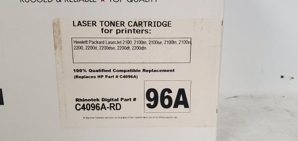 NEW Rhonitek C4096A-RD Black Toner Cartridge for LaserJet 2100 2200 Fashion